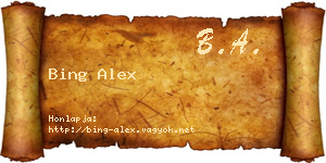 Bing Alex névjegykártya